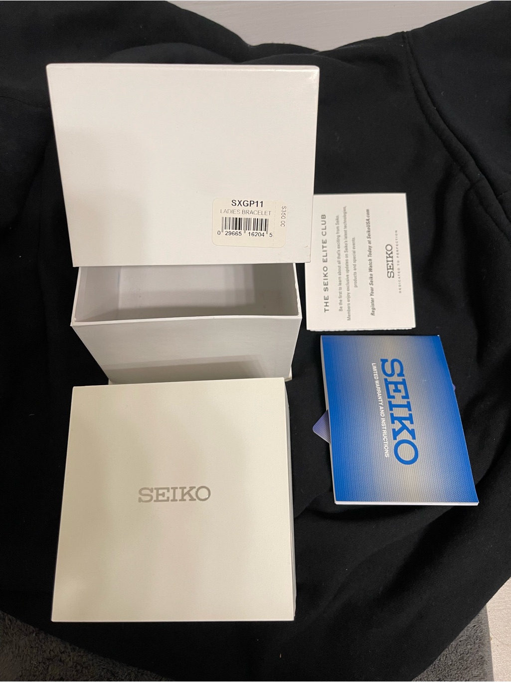 Auth Seiko White Empty Presentation Storage Display Watch Hard Box W Inserts